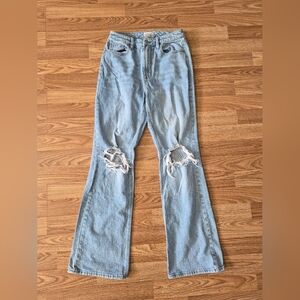 Pacsun Women's Curve High Rise Bootcut Ripped Jeans